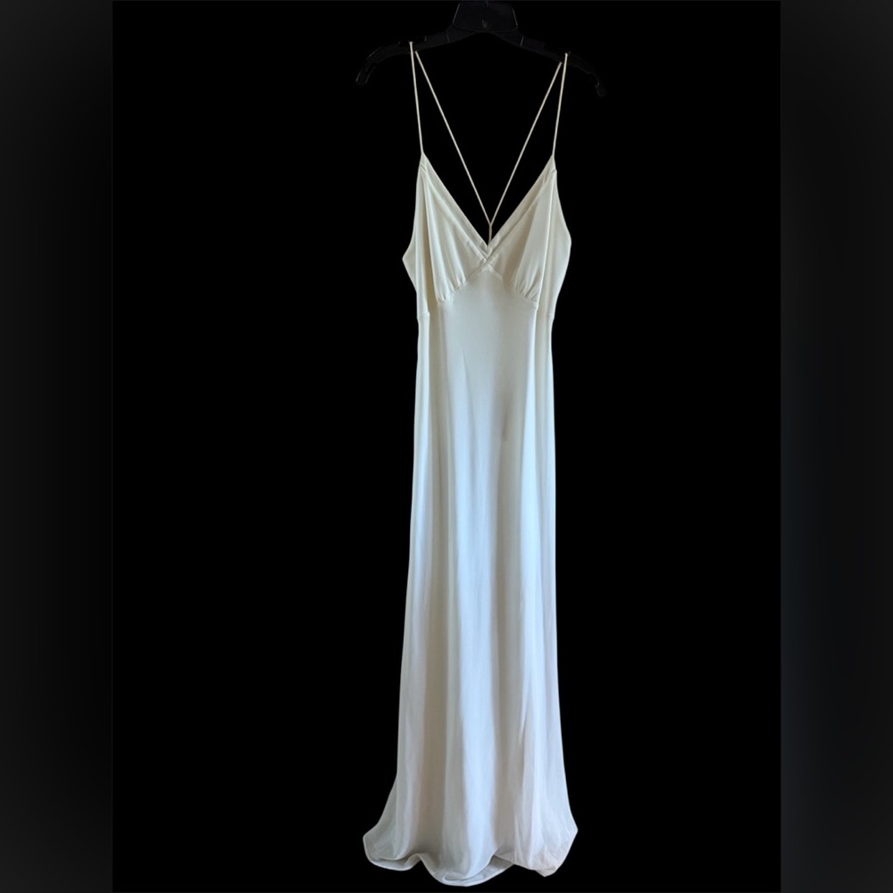 Erin Fetherston Maxi Slip Dress Ivory Spaghetti Straps Cross back size 12 NEW